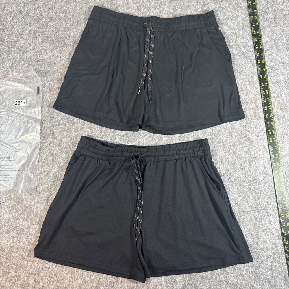 Lot of 2 Pacific Trail Women's Pull On Cozy Shorts Zipped Pocket Black Size L